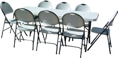 1 Table, 8 Chairs